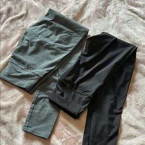 Aerie Charcoal Leggings and Aerie Black Leggings